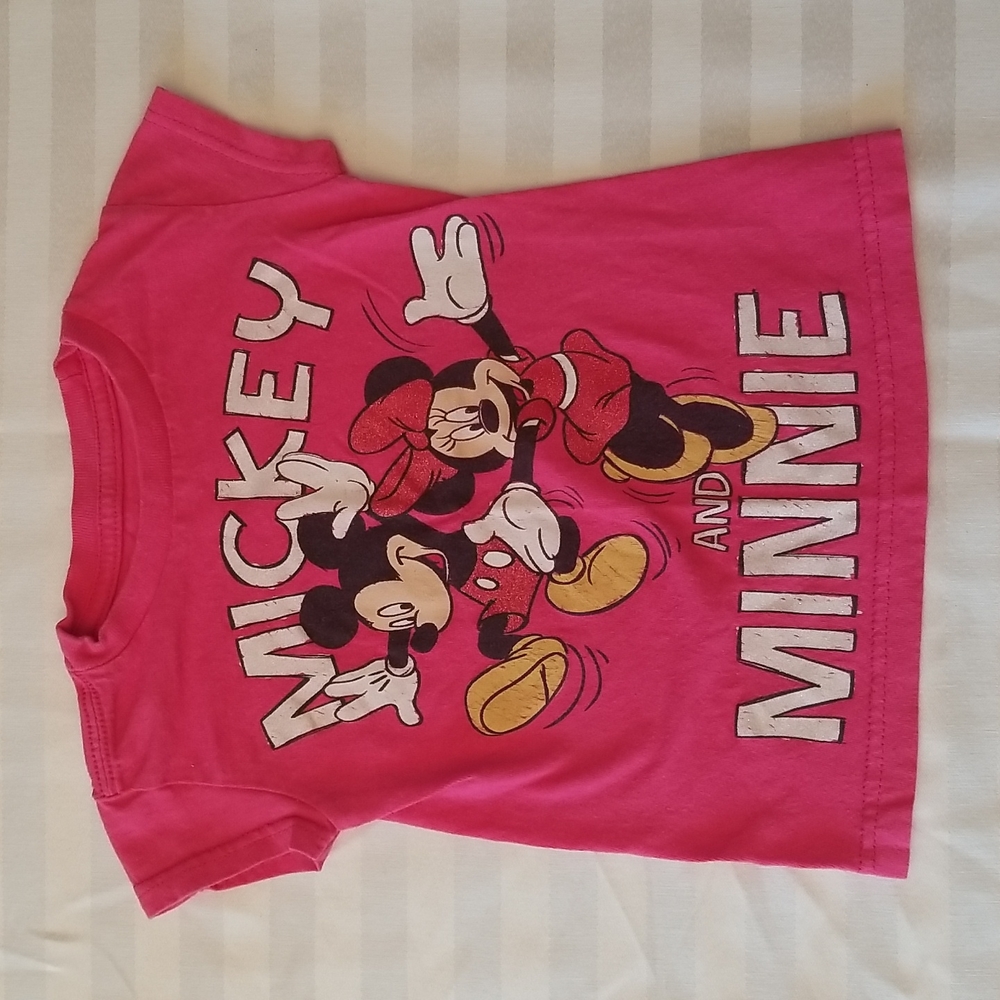 Disney Girls Red Mickey & Minnie T-Shirt Size 2/3